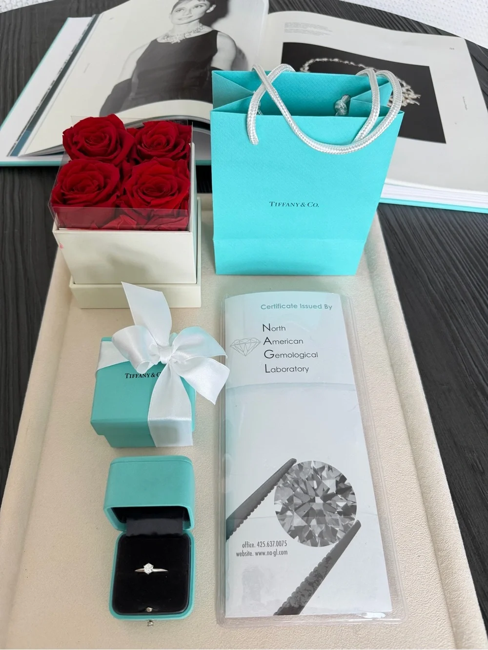 Tiffany & Co. Solitaire Engagement Ring Platinum .40CT Diamond F VS1 Sz 6 $4,510